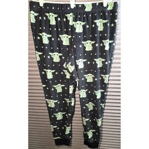 Lucasfilm Star Wars Grogu Baby Yoda Pajama Pants Womens XL 16 18 Black Green